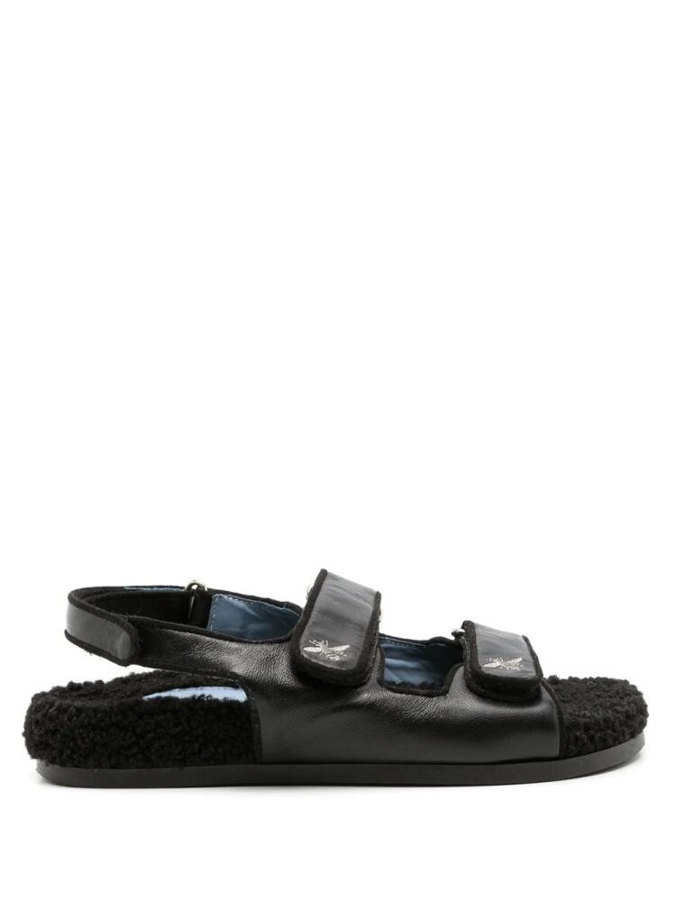 Blue Bird Shoes touch-strap flat leather sandals - Black Cover