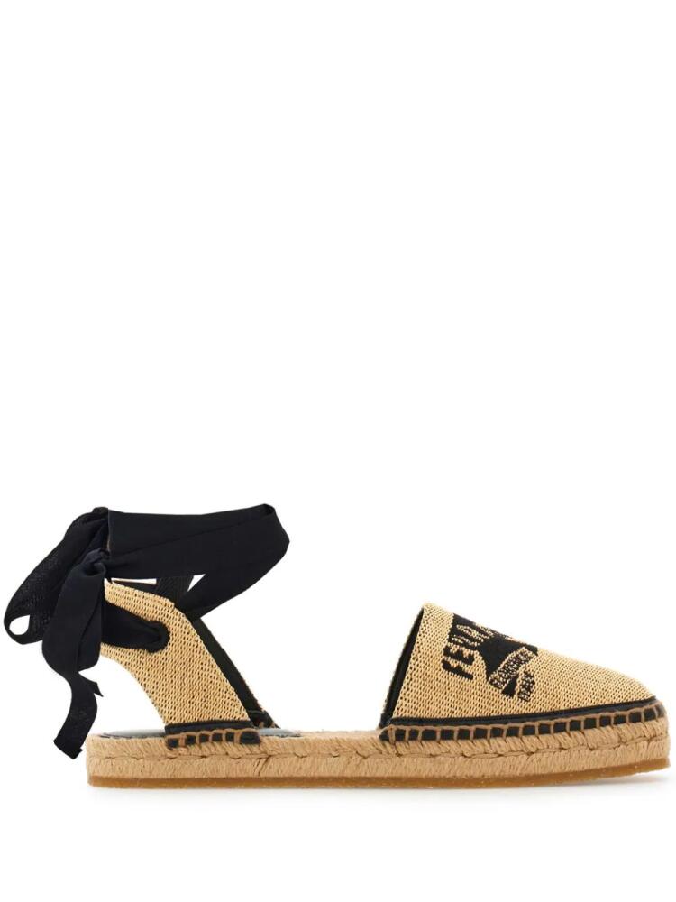 Ferragamo logo-embroidered raffia espadrilles - Neutrals Cover