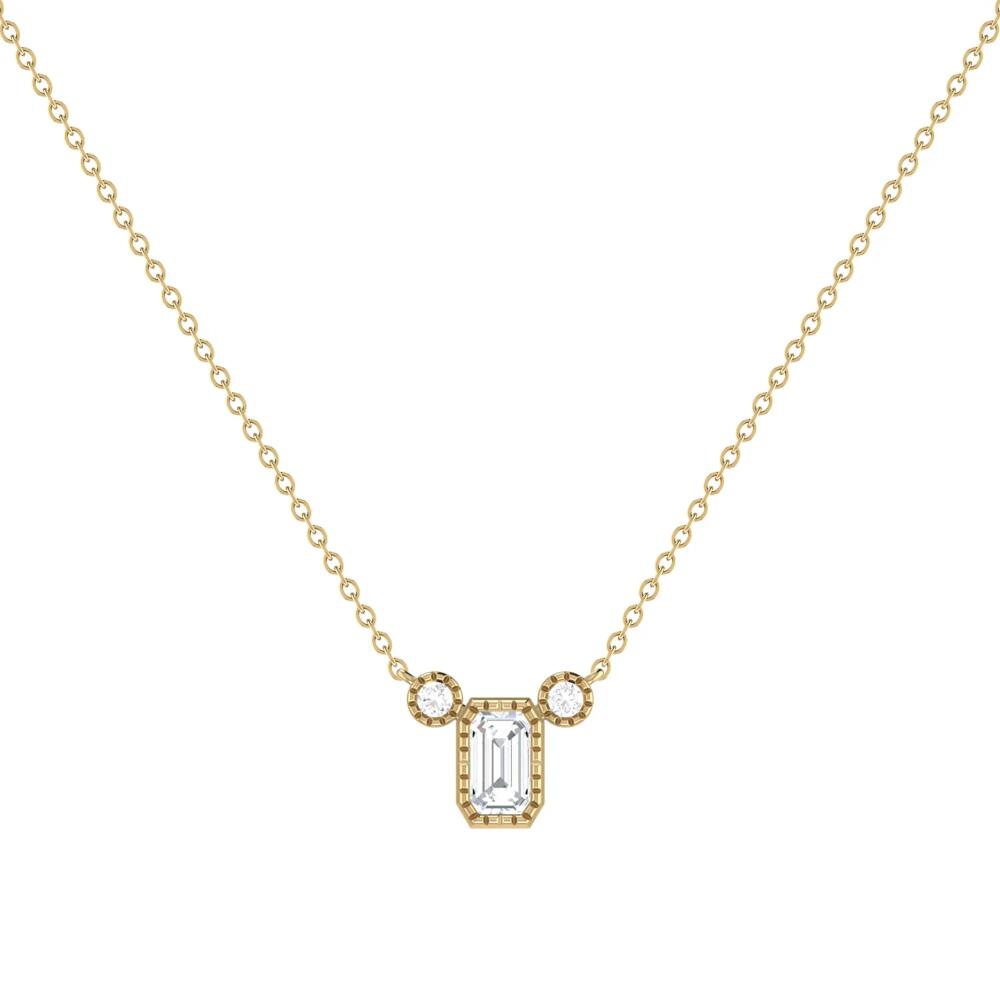 LuvMyJewelry Emerald Cut Diamond 14K Gold Birthstone Necklace in Yellow Gold Cover