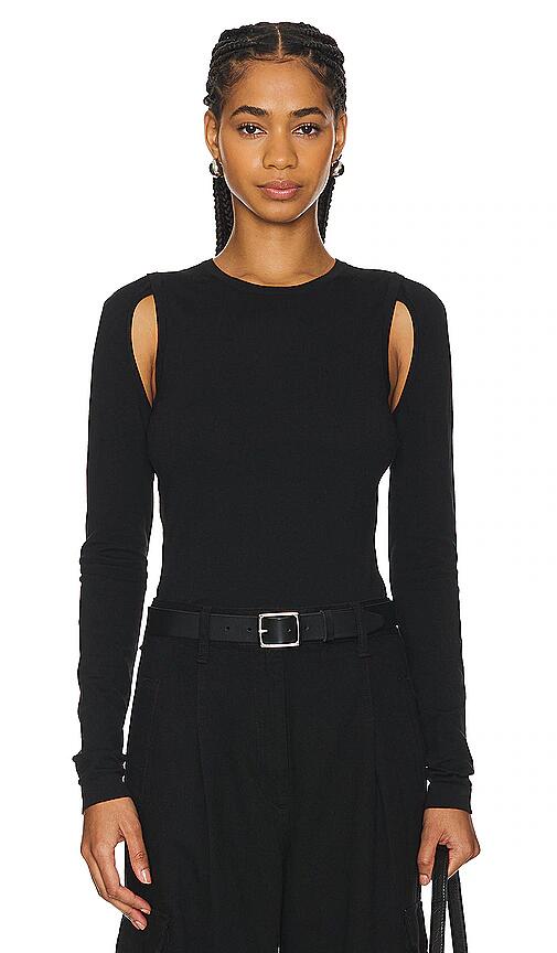 Helmut Lang Cutout Crew Tee in Black Cover