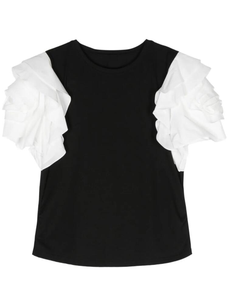 Edward Achour Paris ruffled short-sleeves T-shirt - Black Cover