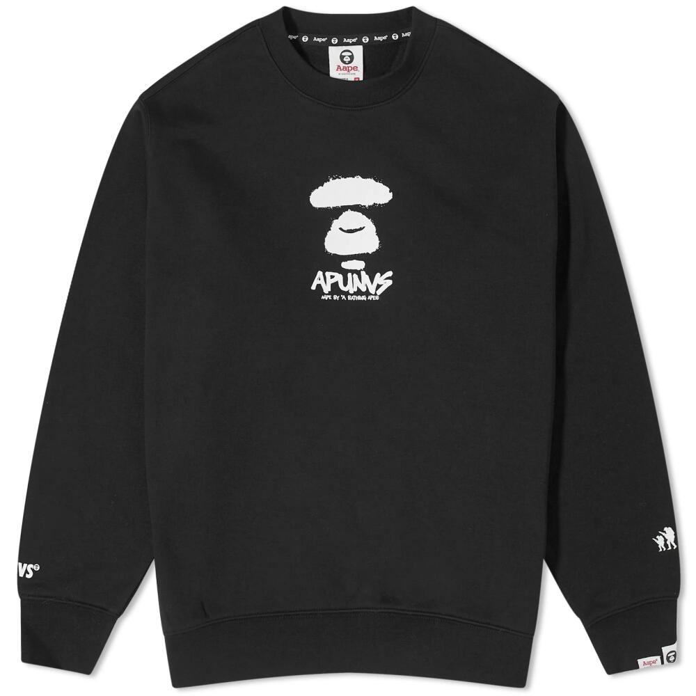 Men's AAPE Graffiti Face Crew Sweat in Black Cover