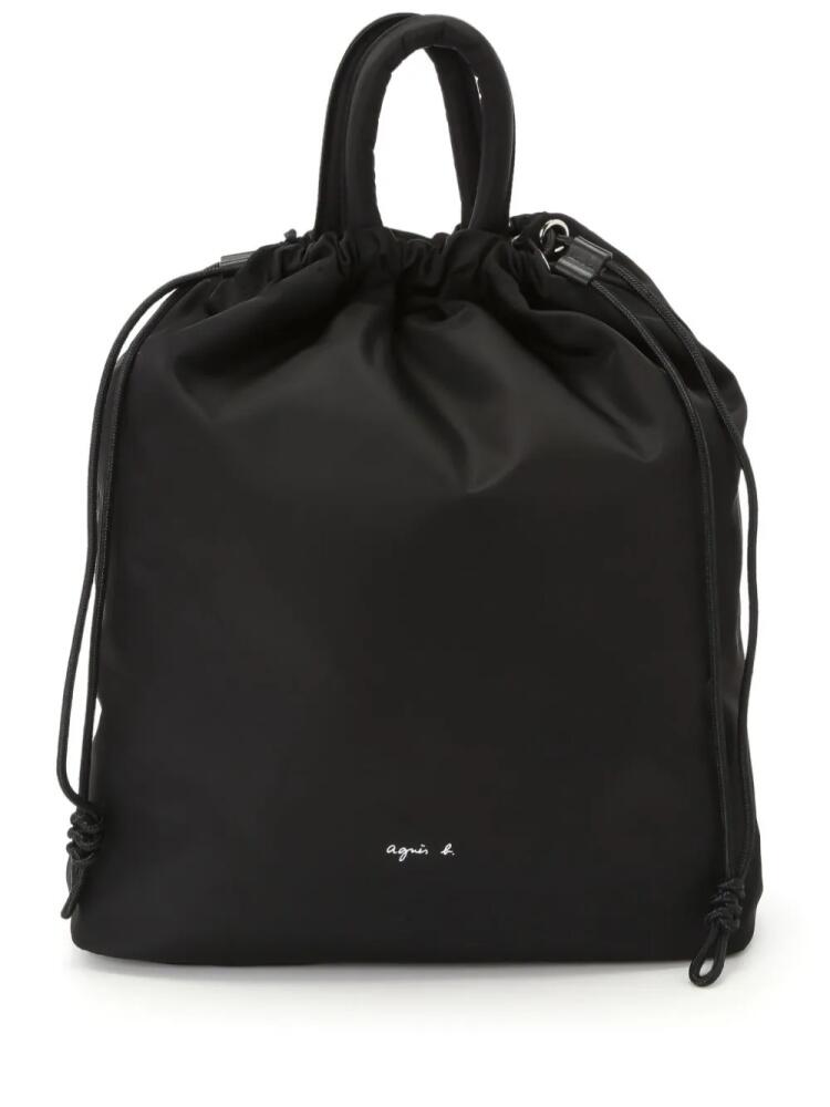 agnès b. logo-print drawstring backpack - Black Cover