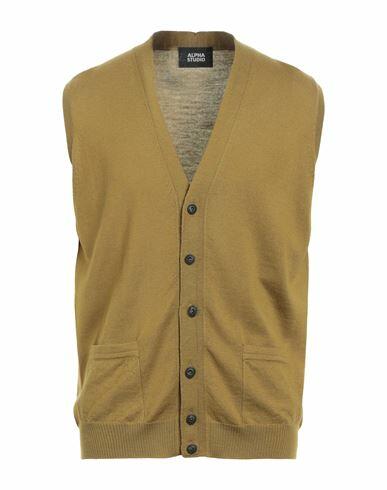 Alpha Studio Man Cardigan Military green Merino Wool Cover