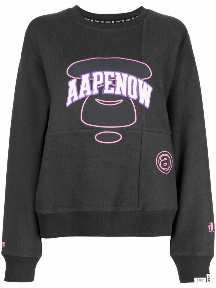 AAPE BY *A BATHING APE® embroidered-logo panelled sweatshirt - Grey Cover