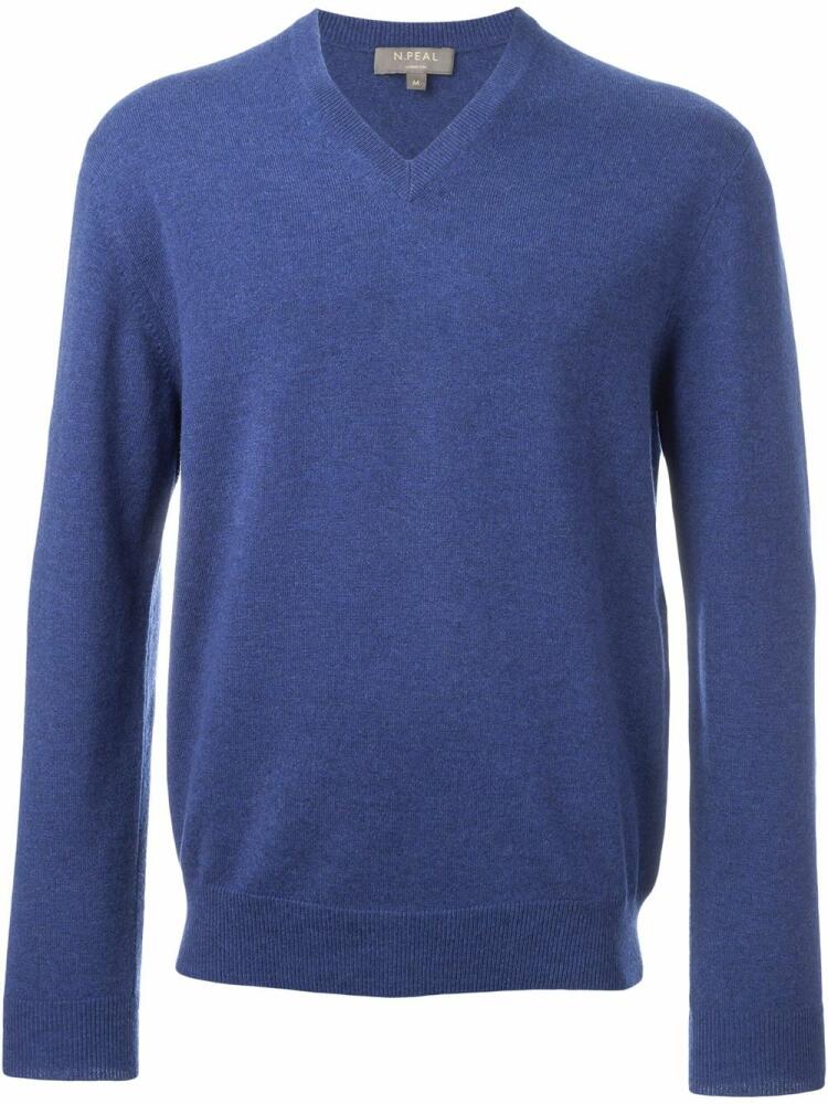 N.Peal 'The Burlington' V neck jumper - Blue Cover