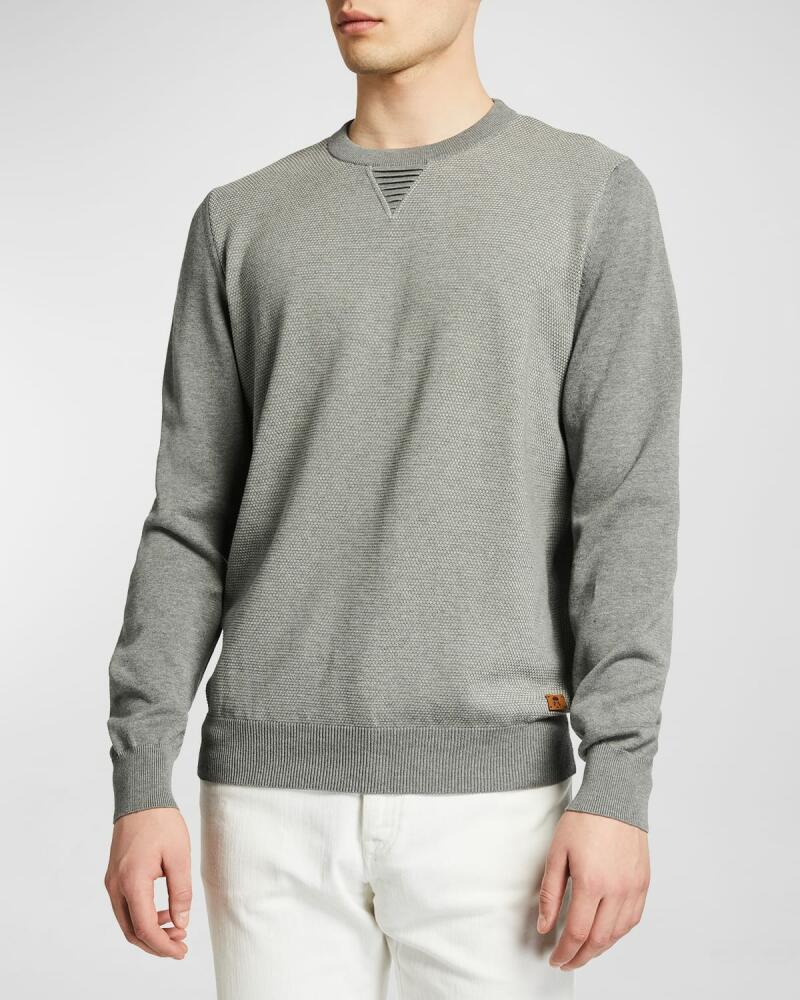 Corneliani Men's Solid Pique Crewneck Sweatshirt Cover