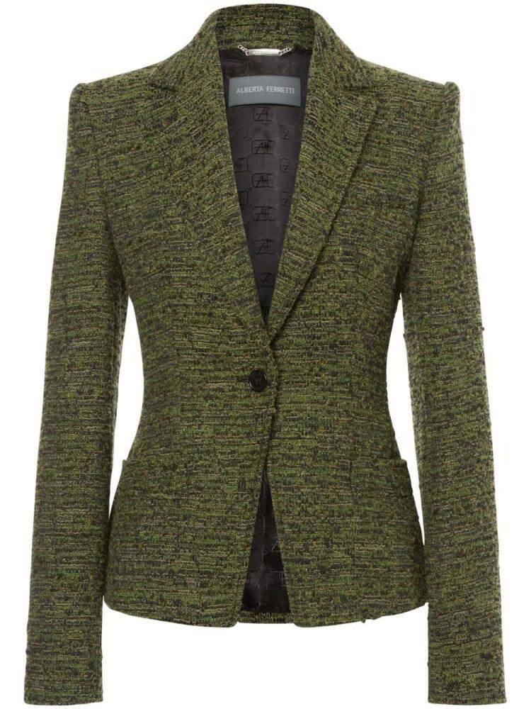 Alberta Ferretti single-breasted bouclé blazer - Green Cover