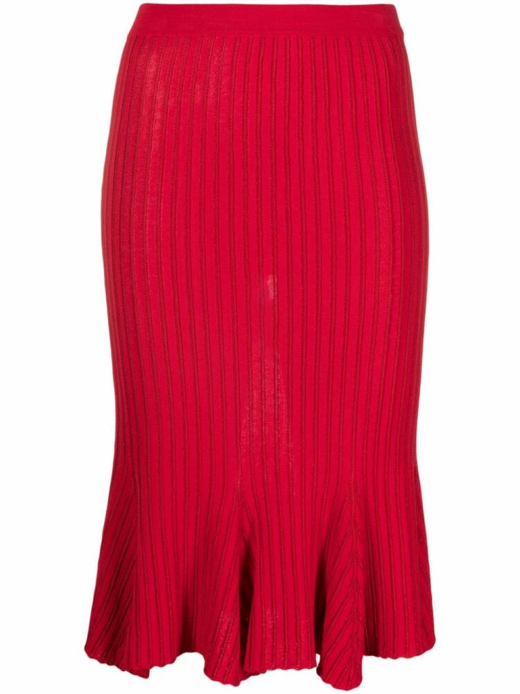 Moschino striped godet midi skirt - Red Cover