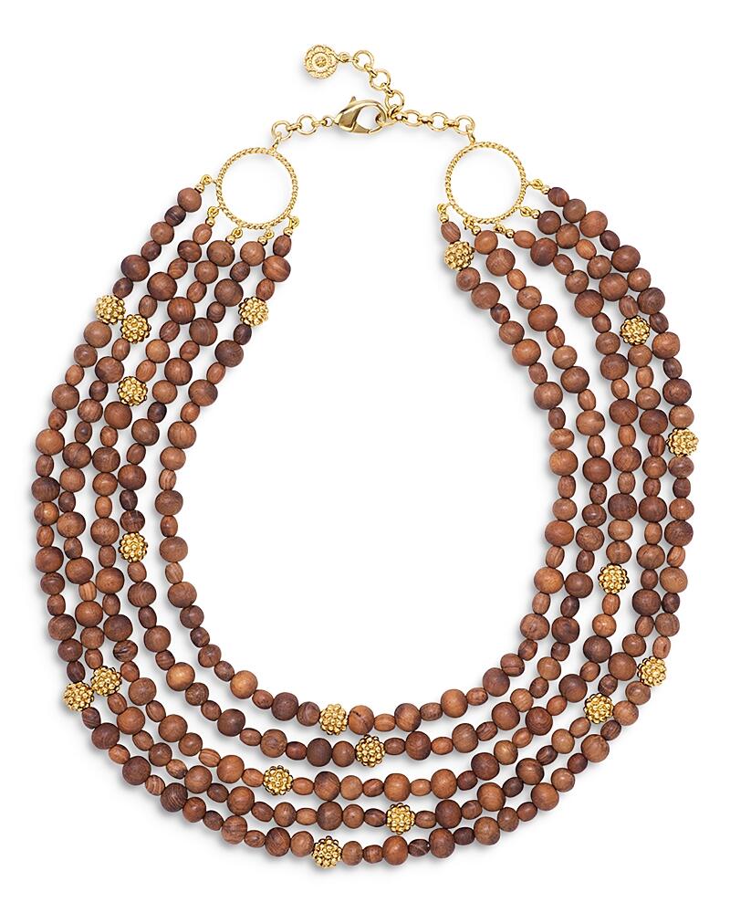 Capucine De Wulf Earth Goddess Teak Beaded Multi Row Statement Necklace, 18-20 Cover