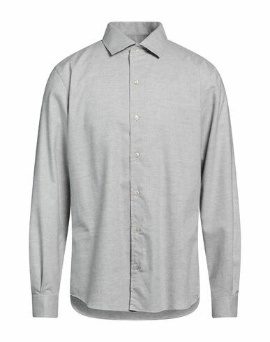 Agnona Man Shirt Light grey Cotton, Cashmere, Metal Cover