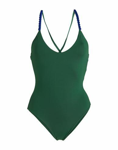 S And S Woman One-piece swimsuit Dark green Polyester, Elastane Cover