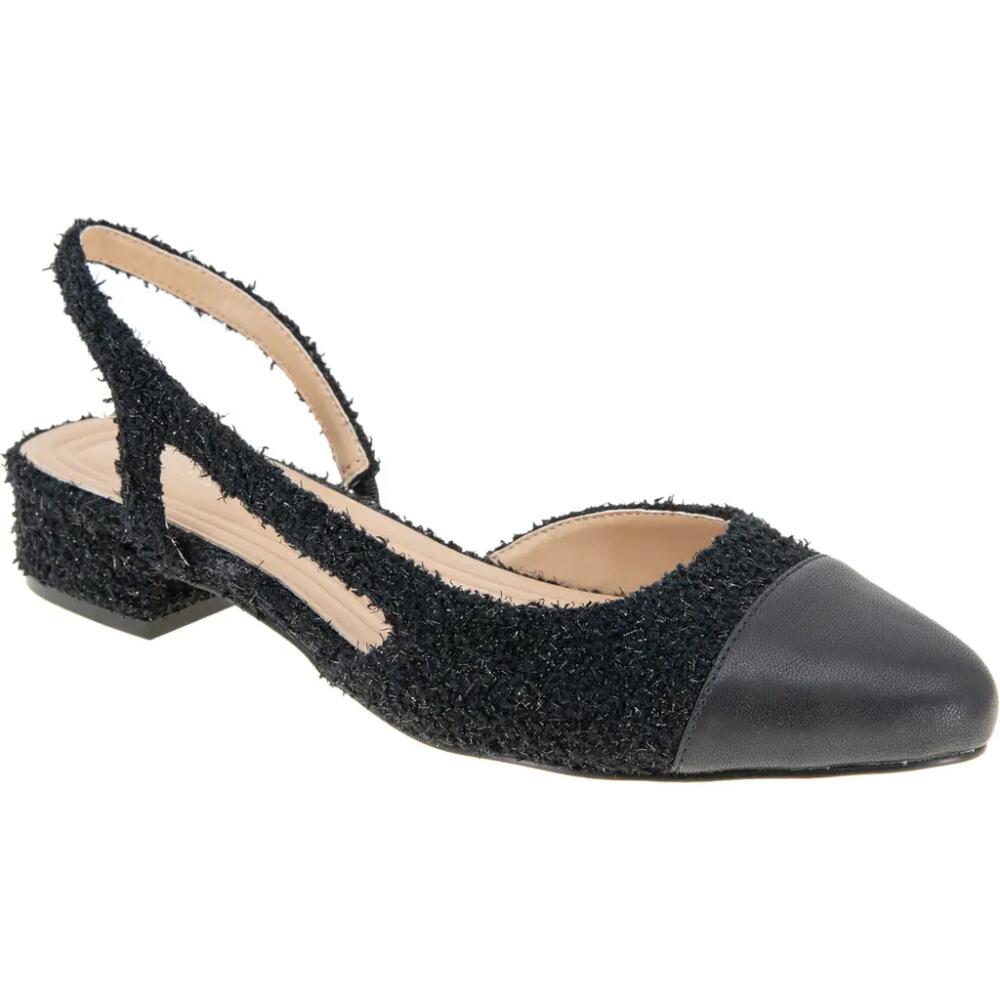 bcbg Tillie Slingback Cap Toe Pump in Black-Black Boucle Cover