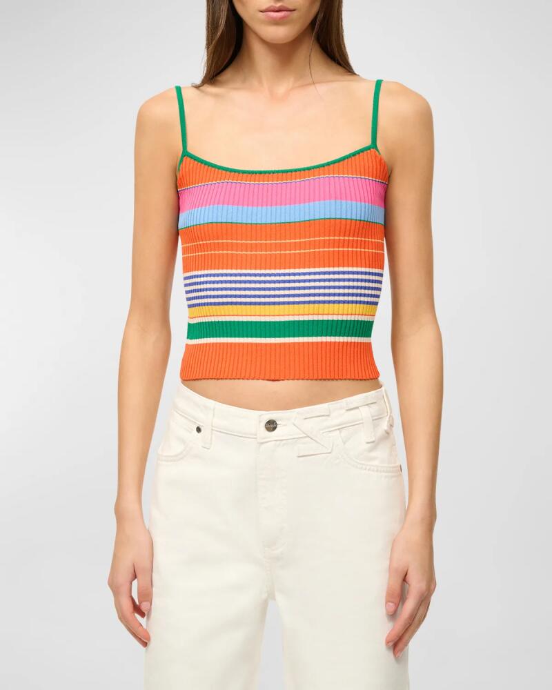 STAUD Soleil Stripe Rib-Knit Tank Top Cover