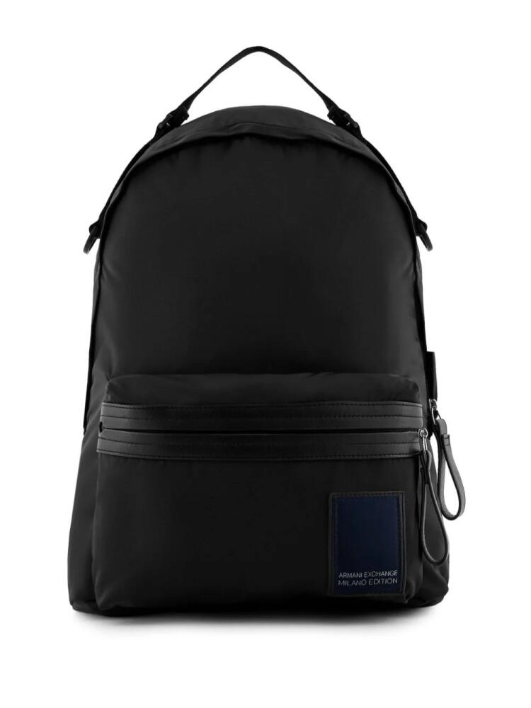 Armani Exchange logo-print canvas backpack - Black Cover