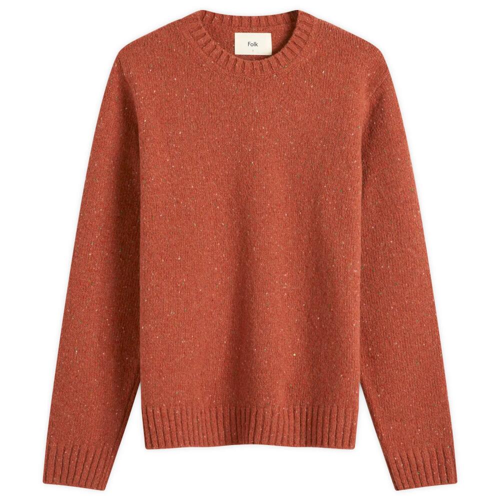 Folk Men's Chain Crew Knit in Rust Cover