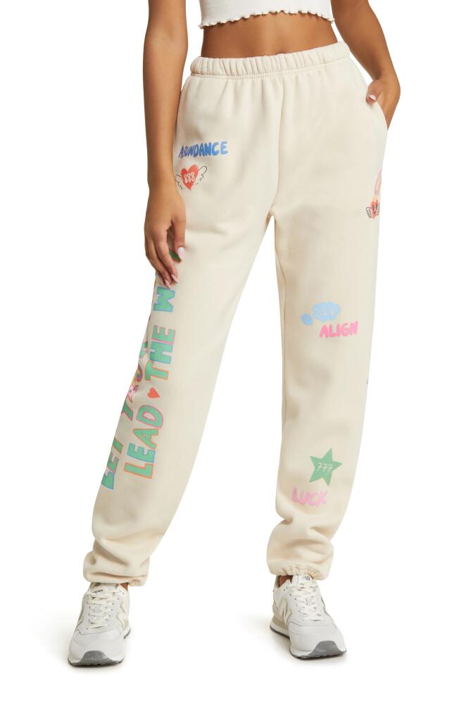 THE MAYFAIR GROUP Angels All Around You Graphic Joggers in Ivory Cover