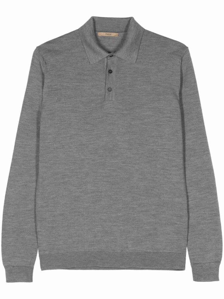 Nuur long-sleeve merino polo shirt - Grey Cover