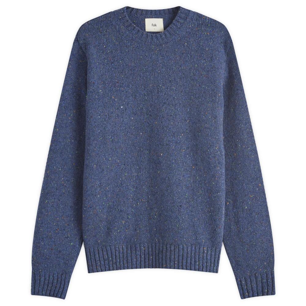 Folk Men's Chain Crew Knit in Bright Navy Cover