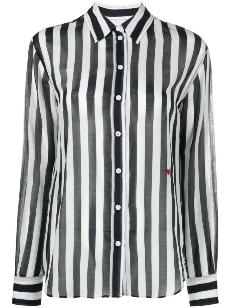 Moschino striped cotton-blend shirt - Black Cover