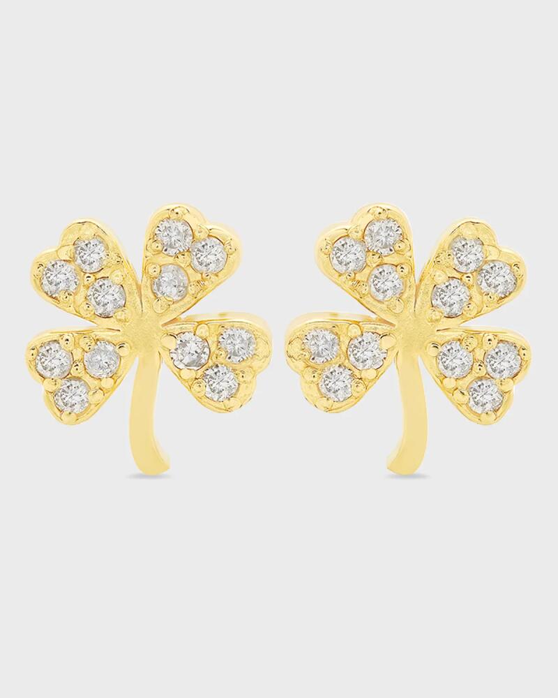 Jennifer Meyer Mini Diamond Four-Leaf Clover Stud Earrings Cover