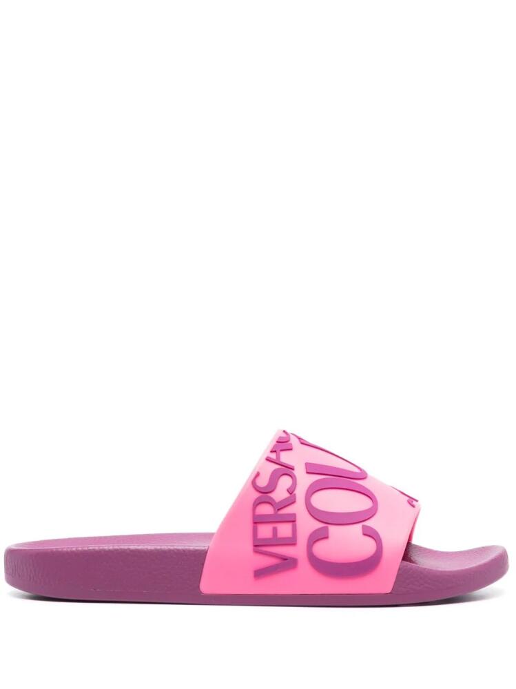 Versace Jeans Couture logo-print moulded-footbed slides - Purple Cover