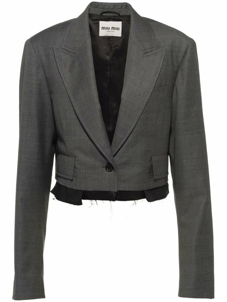 Miu Miu Grisaille cropped single-breasted blazer - Grey Cover