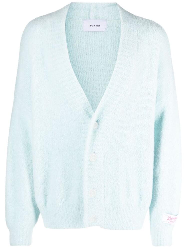 Bonsai drop-shoulder textured cardigan - Blue Cover