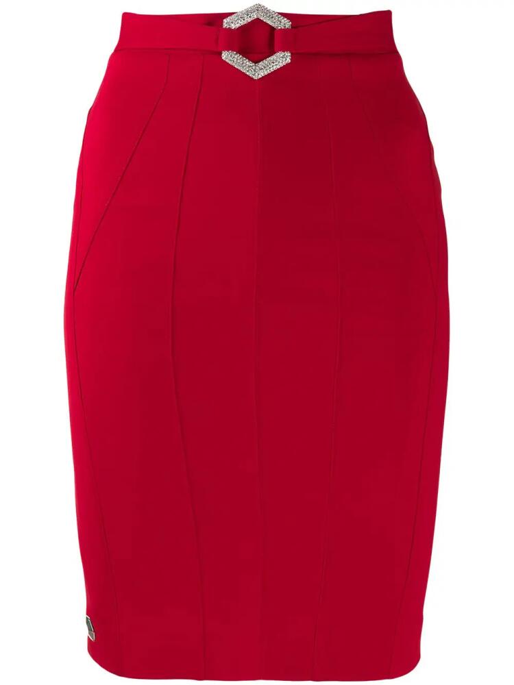 Philipp Plein stretch-cady fitted skirt - Red Cover