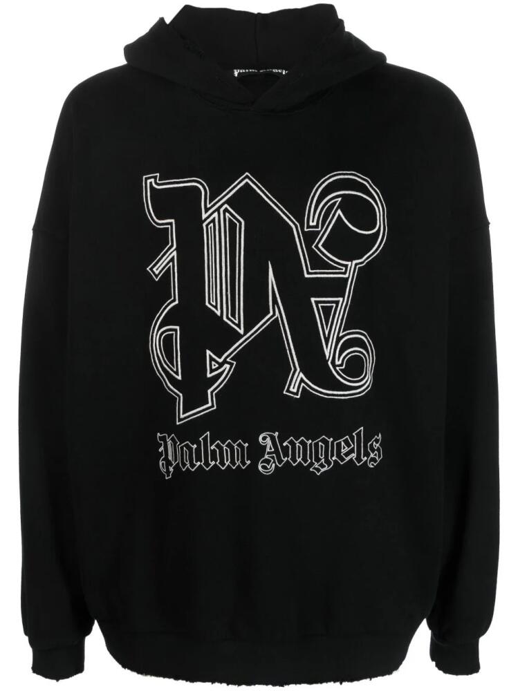 Palm Angels logo-embroidered cotton hoodie - Black Cover