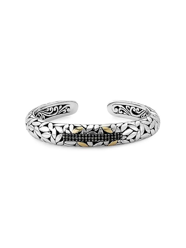 Eli Pebble Men's 18K Yellow Gold, Sterling Silver & Spinel Leaf Bracelet Cover