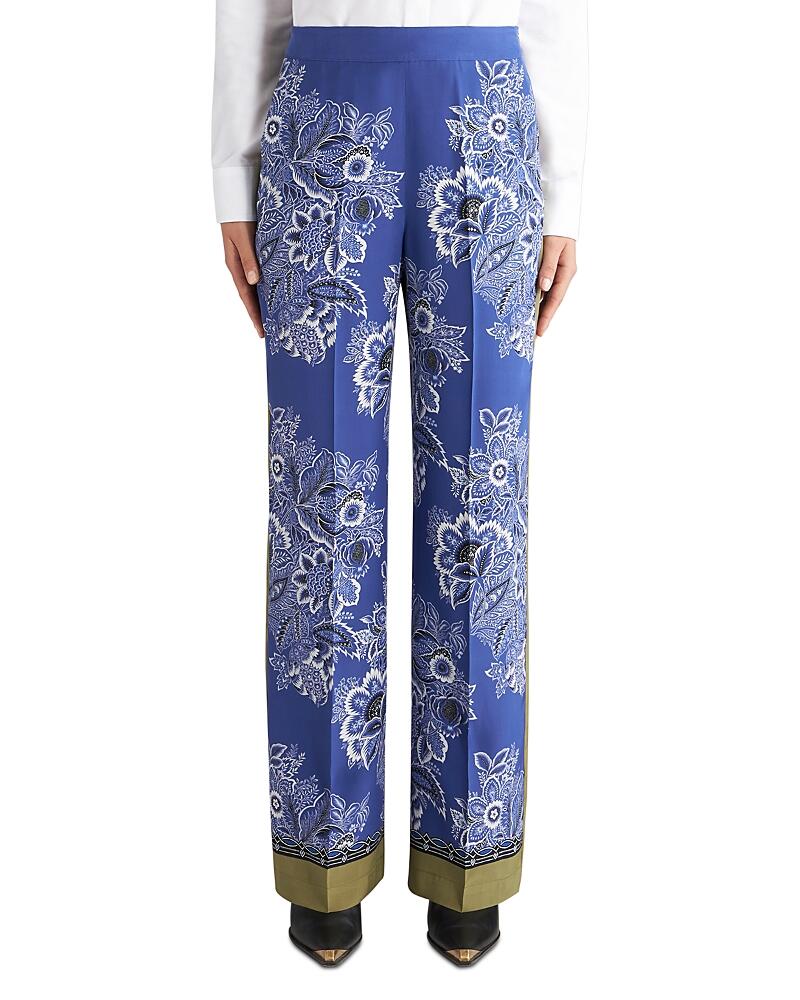 Etro Floral Print Wide Leg Silk Pants Cover