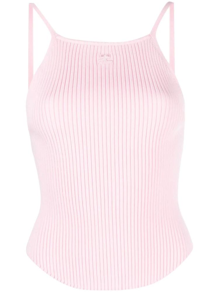 Courrèges logo-embroidered ribbed vest - Pink Cover