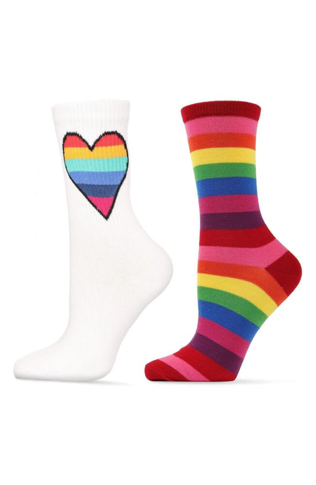 MeMoi Rainbow Pride Assorted 2-Pack Crew Socks in Red Cover