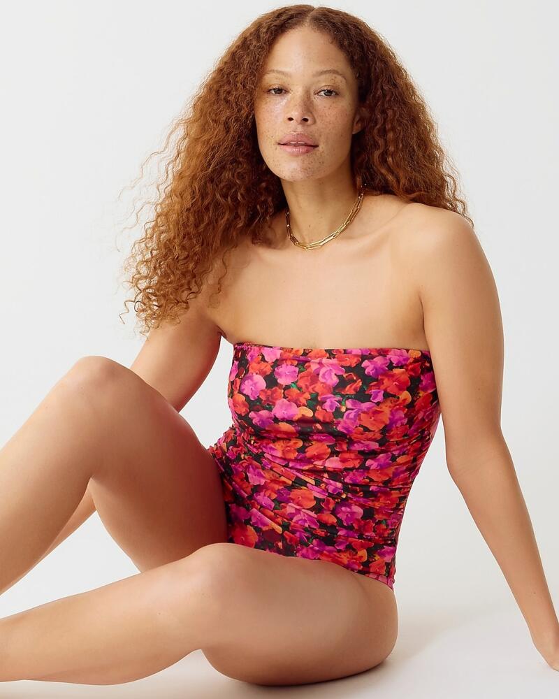 J.Crew Ruched bandeau one-piece swimsuit in pansy floral Cover