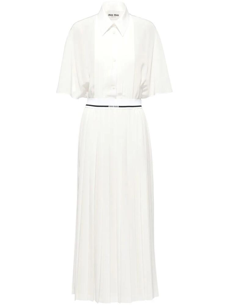 Miu Miu long crepe de chine shirt dress - White Cover