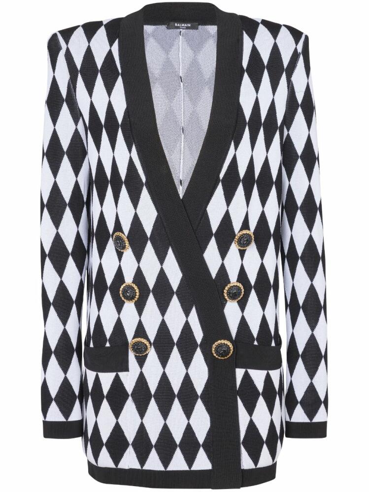 Balmain diamond patterned jacquard jacket - Black Cover