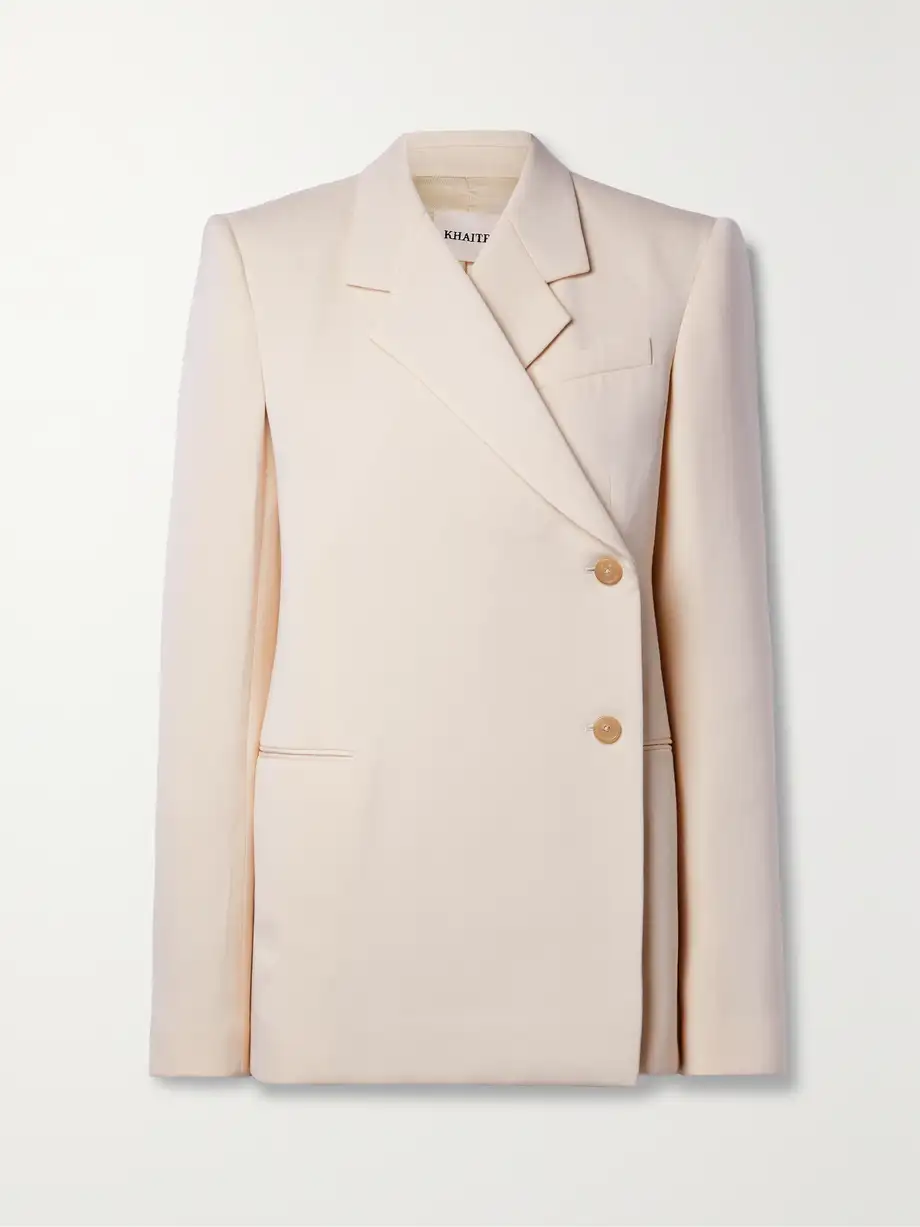 KHAITE - Otero Asymmetric Wool-blend Twill Blazer - Off-white Cover