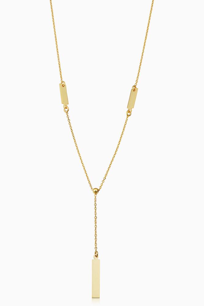 Oradina 14K Gold Brooklyn Bar Drop Necklace in Yellow Gold Cover