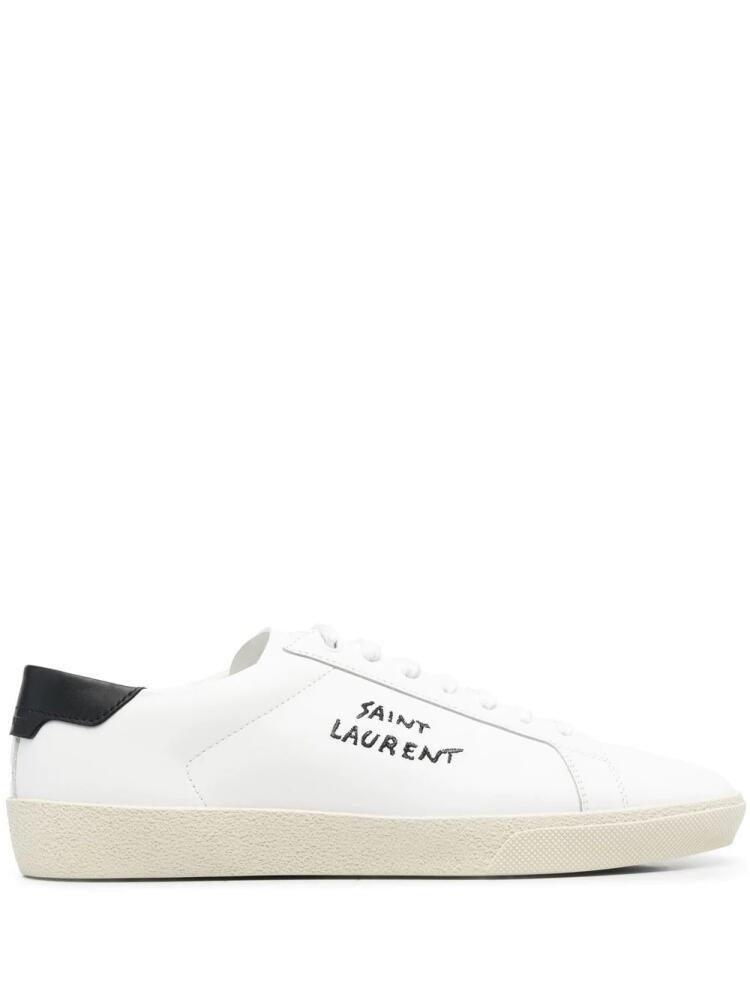 Saint Laurent logo-embroidered low-top sneakers - White Cover