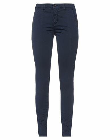 40weft Woman Pants Blue Cotton, Elastane Cover