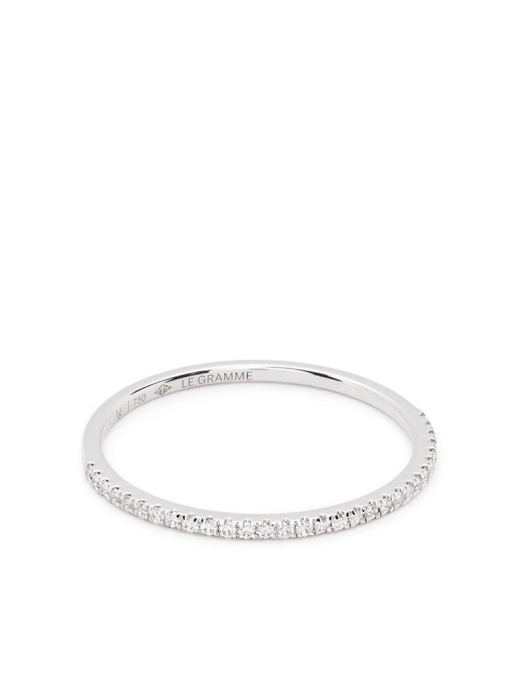 Le Gramme 18kt white gold 1g diamond half pavé ring - Silver Cover