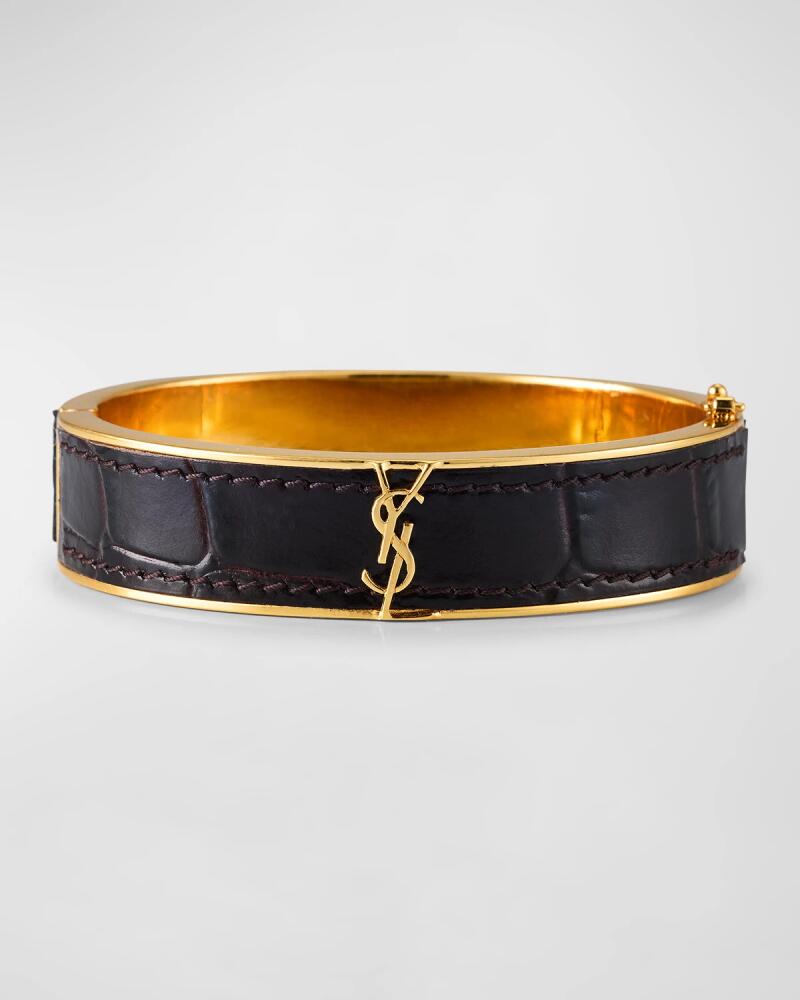 Saint Laurent Cassandre Metal and Leather Bracelet Cover