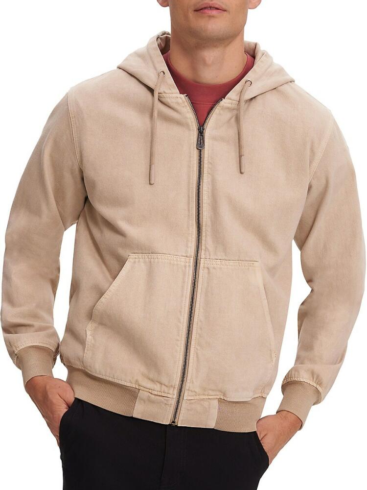 NOIZE Men's Tito Solid Zip Up Hooded Bomber Jacket - Beige Cover