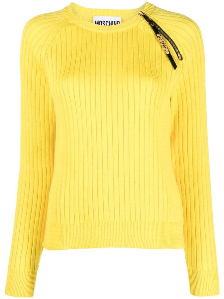 Moschino zip-detailed ribbed jumper - Yellow Cover