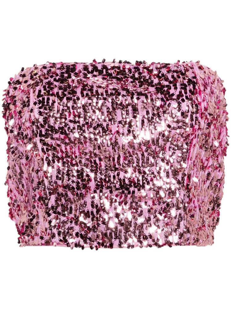 ROTATE BIRGER CHRISTENSEN sequined bandeau top - Pink Cover