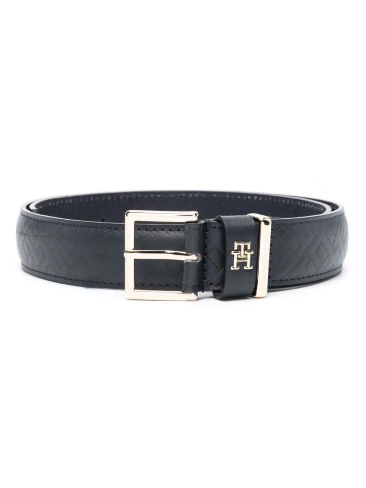 Tommy Hilfiger monogram-pattern leather belt - Blue Cover