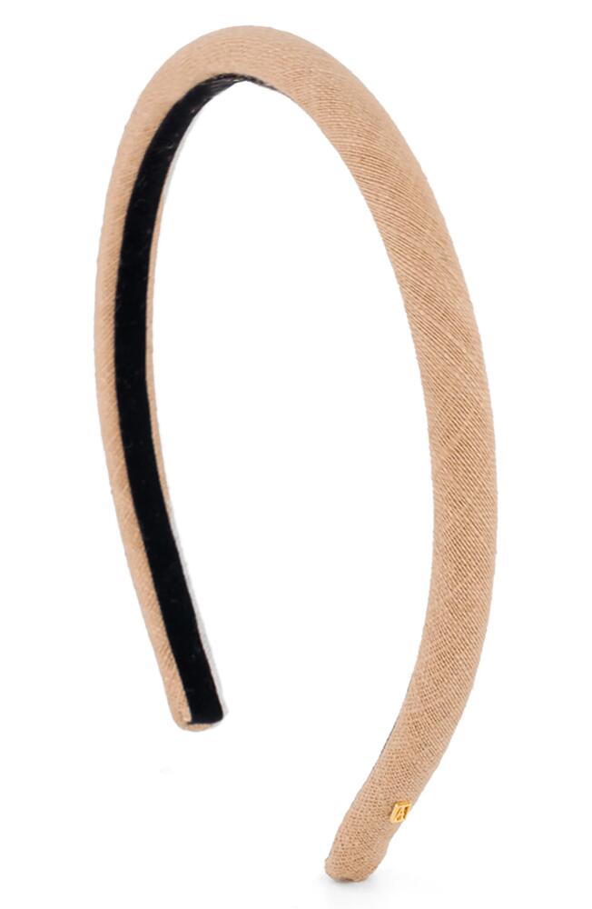 Alexandre de Paris Textured Slim Headband in Beige Cover