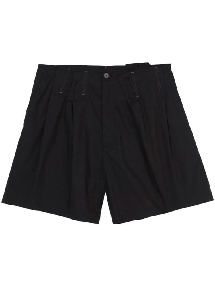 b+ab pleated cotton-blend shorts - Black Cover