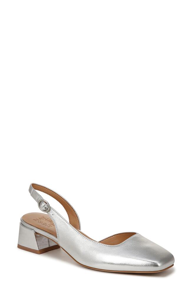 Naturalizer Jayla Half d'Orsay Slingback Pump in Silver Leather Cover